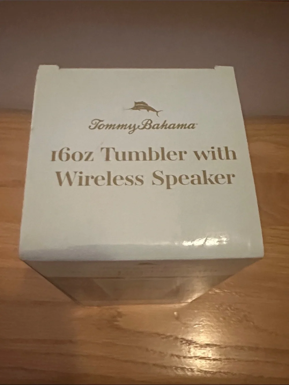 Tommy Bahama Cream Travel Tumbler with Bluetooth Speaker